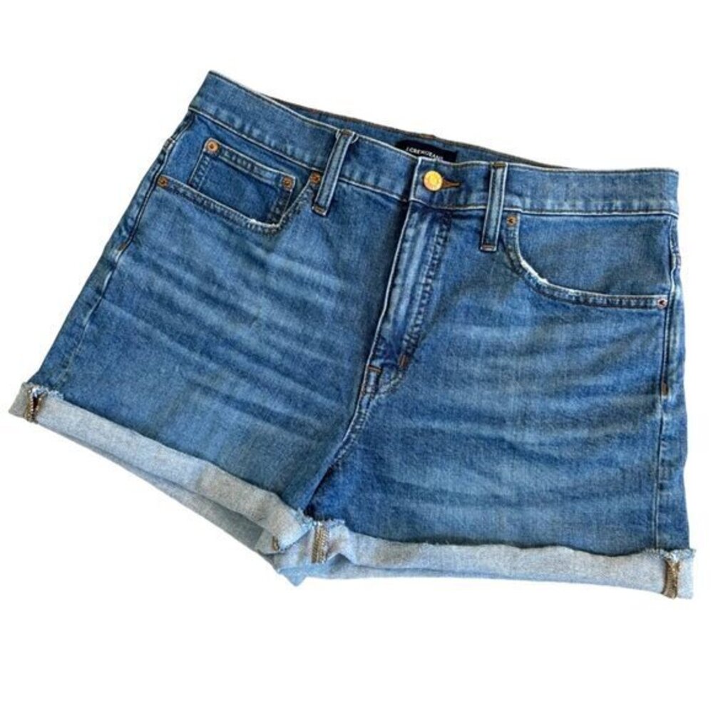 J. Crew High-Rise Denim Jean Short Blue Faded Indigo Cut Off Zip Size 30